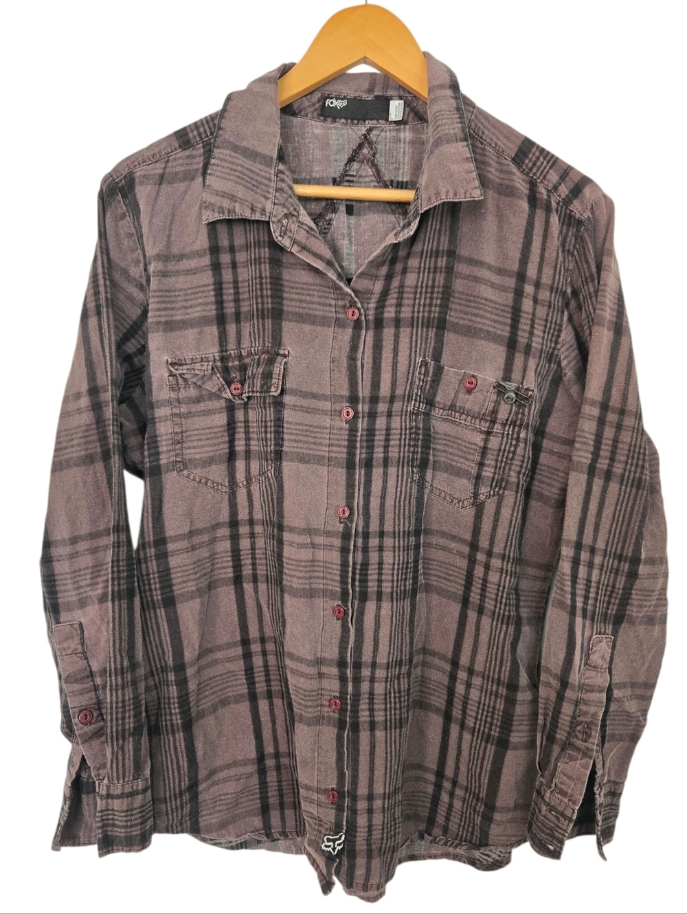 🔥 Fox Racing Y2K Plaid Button Up Shirt | Grunge Moto Skater Vibes Large 🔥